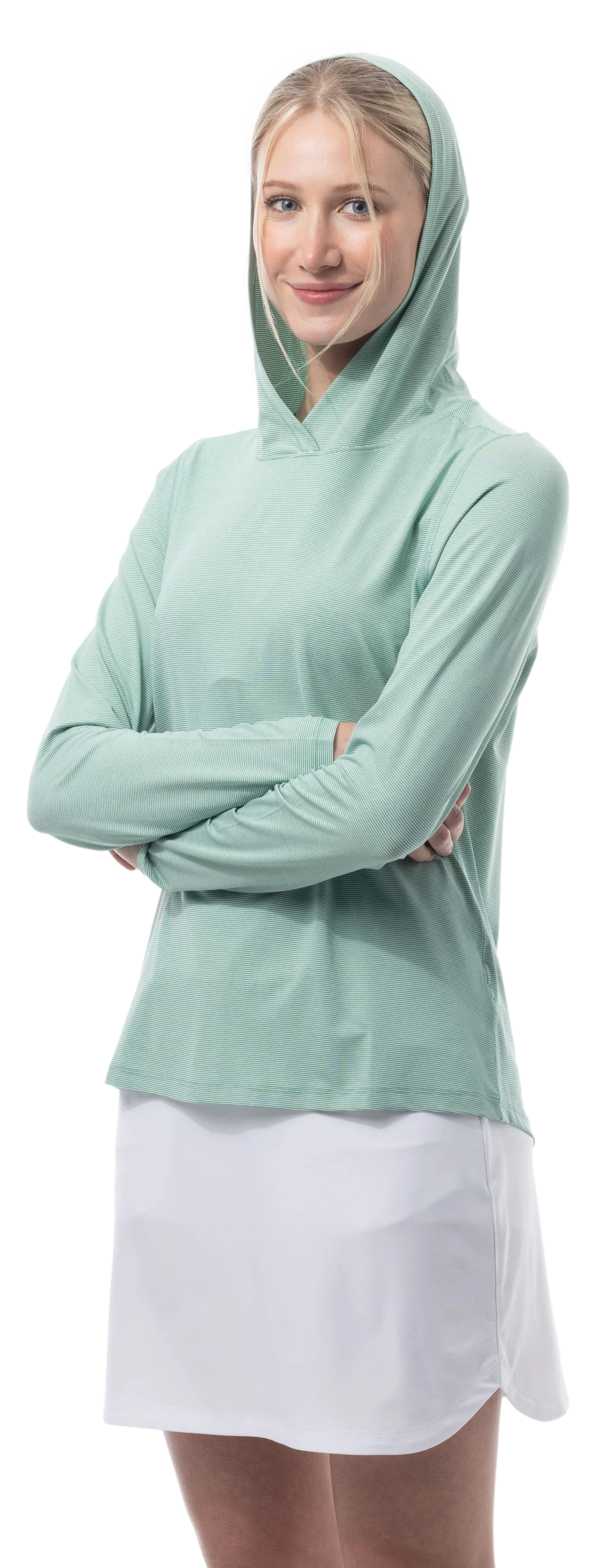 SanSoleil SolMelange Long Sleeve Stripe Hoodie