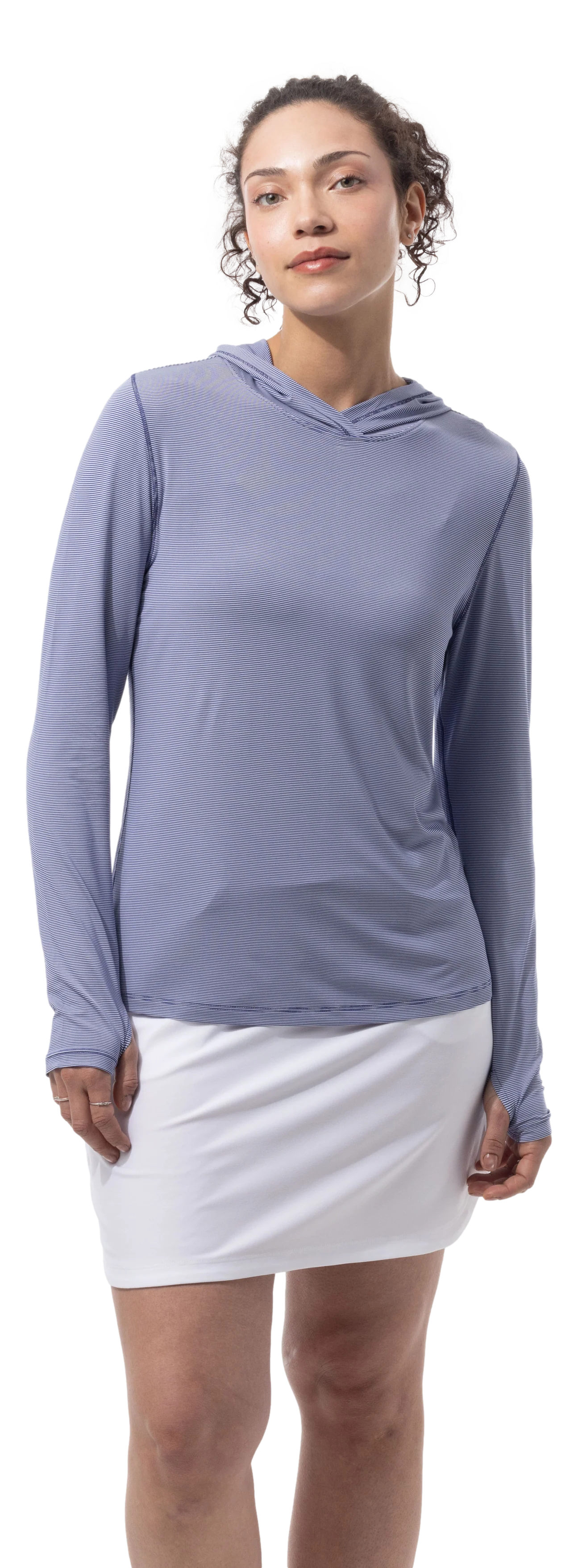 SanSoleil SolMelange Long Sleeve Stripe Hoodie