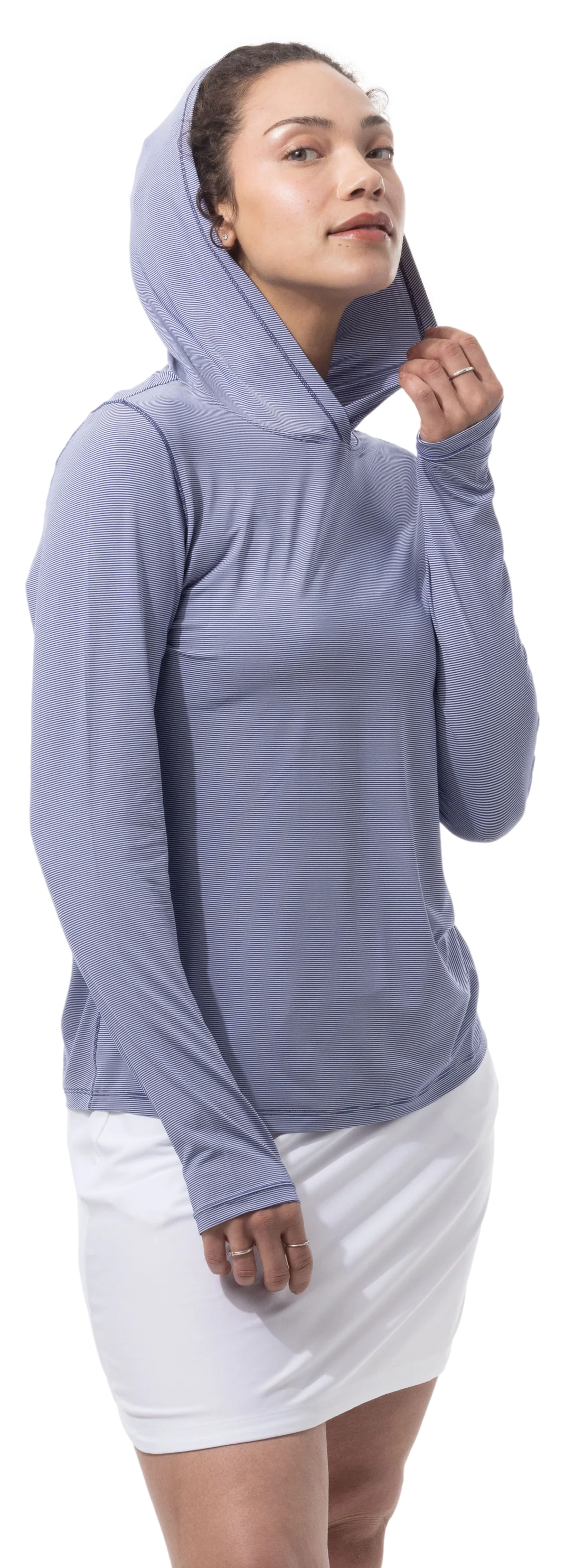 SanSoleil SolMelange Long Sleeve Stripe Hoodie
