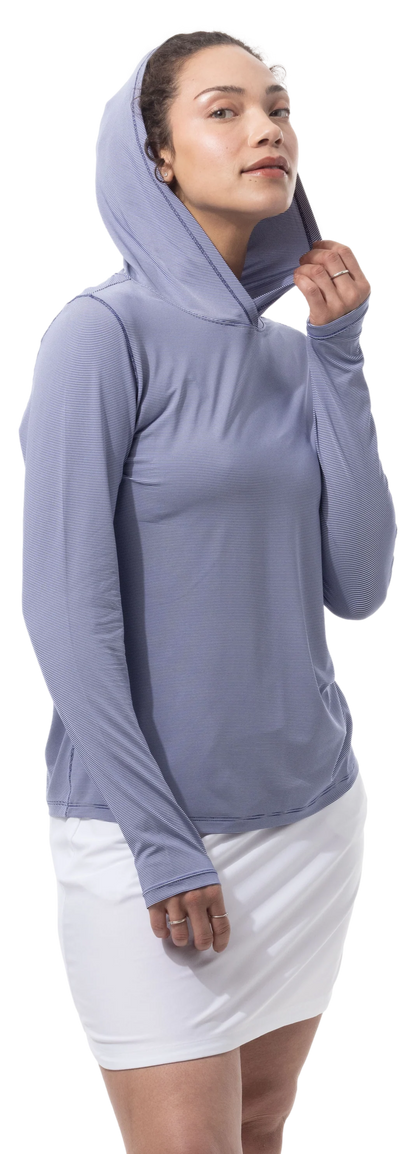 SanSoleil SolMelange Long Sleeve Stripe Hoodie