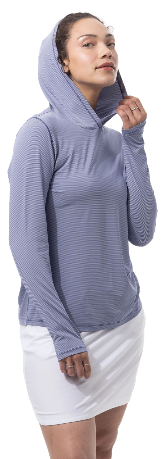 SanSoleil SolMelange Long Sleeve Stripe Hoodie