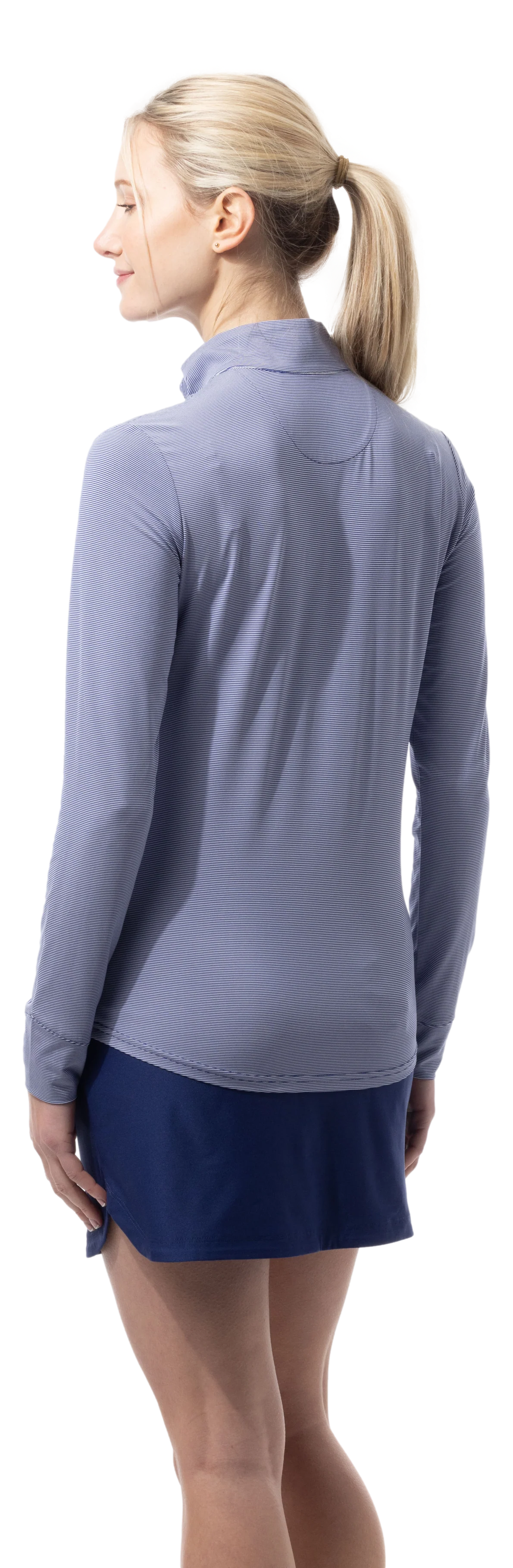 SanSoleil SolMelange 1/4 Zip Long Sleeve Stripe Mock