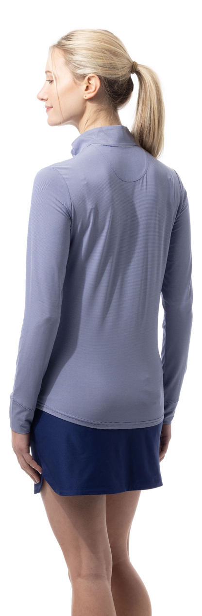SanSoleil SolMelange 1/4 Zip Long Sleeve Stripe Mock
