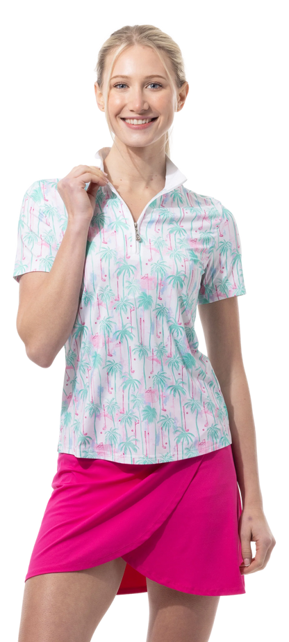 SanSoleil SolCool 1/4 Zip Short Sleeve Mock Neck
