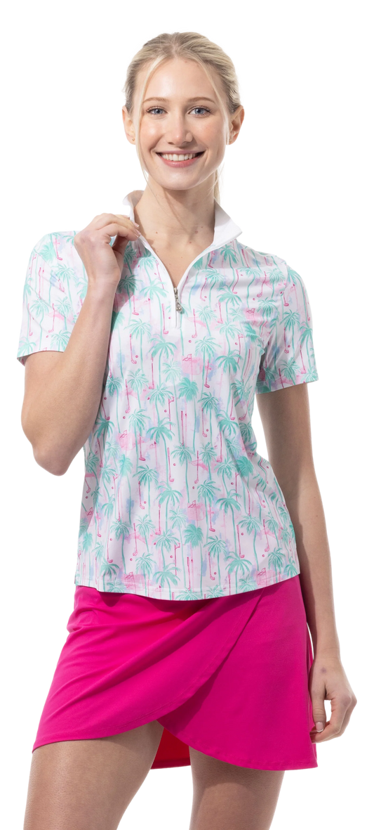 SanSoleil SolCool 1/4 Zip Short Sleeve Mock Neck