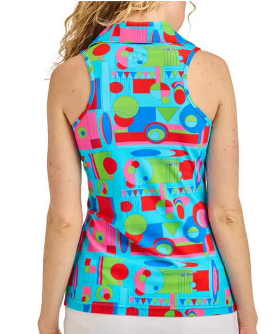 TZU TZU ALLIE GEO SLEEVELESS MODIFIED RACERBACK TOP