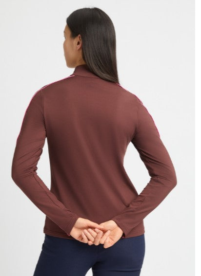 Rohnisch Amie Bitter Chocolate Brushed Long Sleeve Half Zip Mid-Layer Top