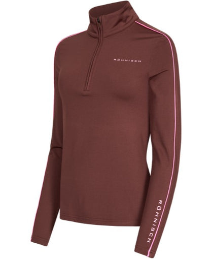 Rohnisch Amie Bitter Chocolate Brushed Long Sleeve Half Zip Mid-Layer Top