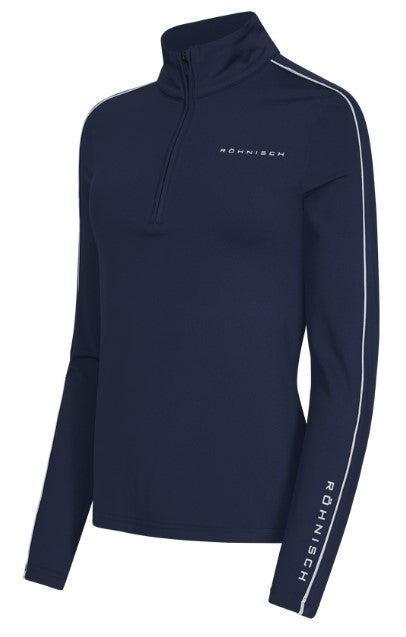 Rohnisch Amie Bitter Navy Brushed Long Sleeve Half Zip Mid-Layer Top