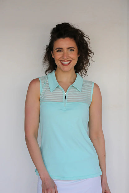 FAMARA TONAL SOLIDS SLEEVELESS SHEER GOLF SHIRT (MULTIPLE COLORS)