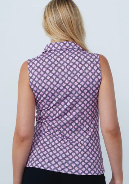 Daily Sports ARTIST Arches Pink Print Sleeveless Polo Shirt