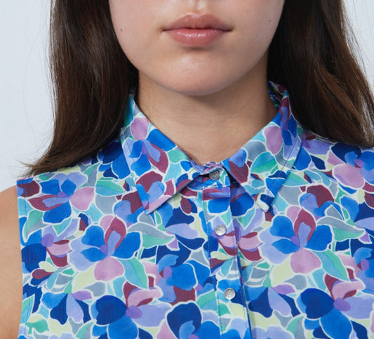 Daily Sports ARTIST Leafs Multi Color Print Sleeveless Polo Shirt