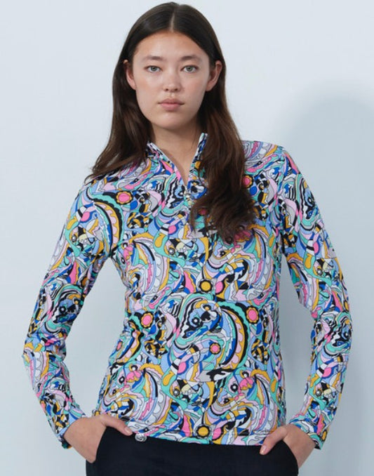 Daily Sports ARTIST Multi Mix Colorful Print Long Sleeve Polo Shirt