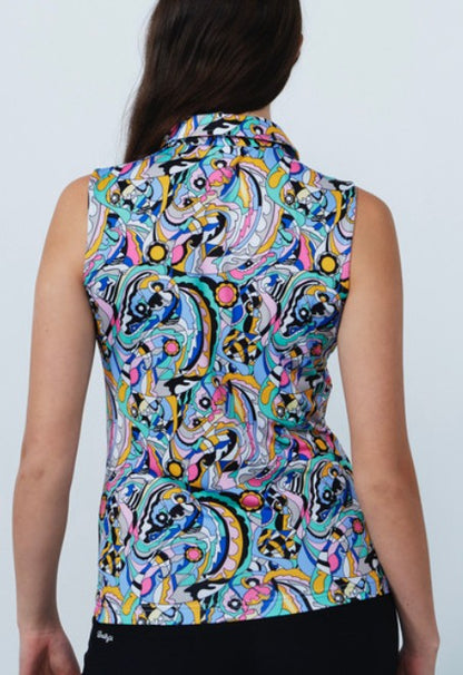 Daily Sports ARTIST Multi Mix Colorful Print Sleeveless Polo Shirt