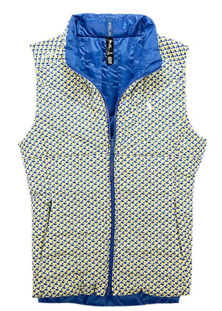 Ralph Lauren RLX Tech Basedown Micro Ripstop Full Zip Outerwear Vest in Abstract Geo