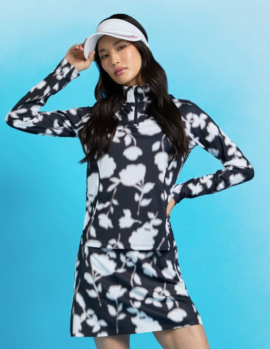G/FORE APPAREL BLUR FLORAL TECH LONG SLEEVE JERSEY PULLOVER