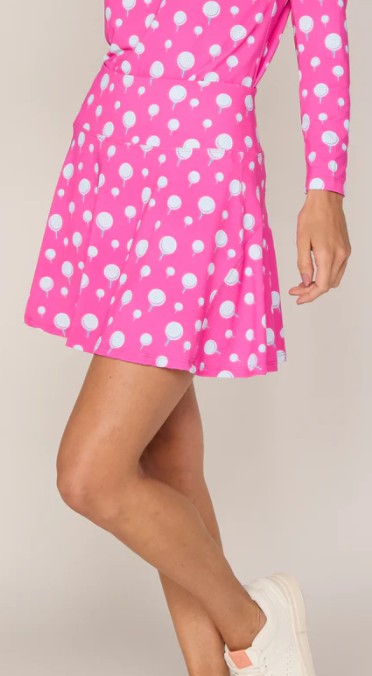 G Lifestyle Back Yoke Ruffle Skort 16" in Tee it Up Pink