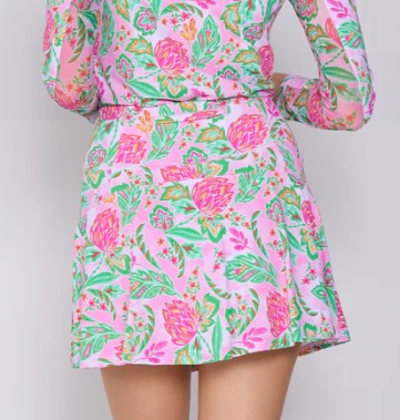 G Lifestyle Back Yoke Ruffle Skort 16" in Pink Paradise