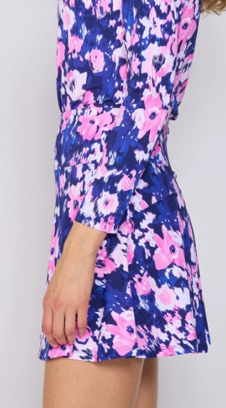 G Lifestyle Back Yoke Ruffle Skort 16" in Black Bloom