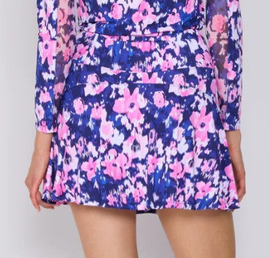 G Lifestyle Back Yoke Ruffle Skort 16" in Black Bloom