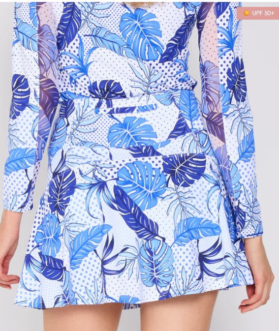 G Lifestyle Back Yoke Ruffle Skort 16" in Blue Oasis