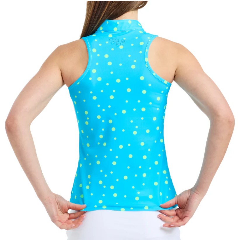 Tzu Tzu AQUA DOTS BELLA Sleeveless Racerback Top