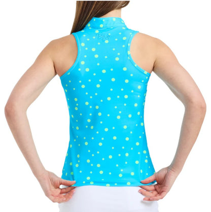Tzu Tzu AQUA DOTS BELLA Sleeveless Racerback Top
