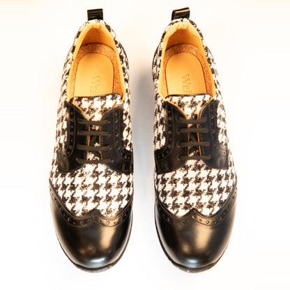 WesTees Women's Golf Javi Shoe in Black & White Houndstooth