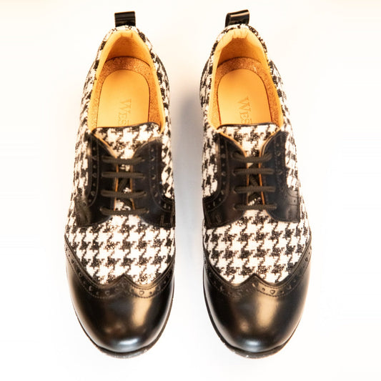 WesTees Women's Golf Javi Shoe in Black & White Houndstooth