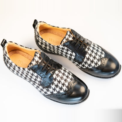 WesTees Women's Golf Javi Shoe in Black & White Houndstooth