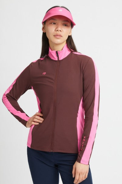 Rohnisch Blake Bitter Chocolate and Pink Thermal Full Zip Mid-Layer Top