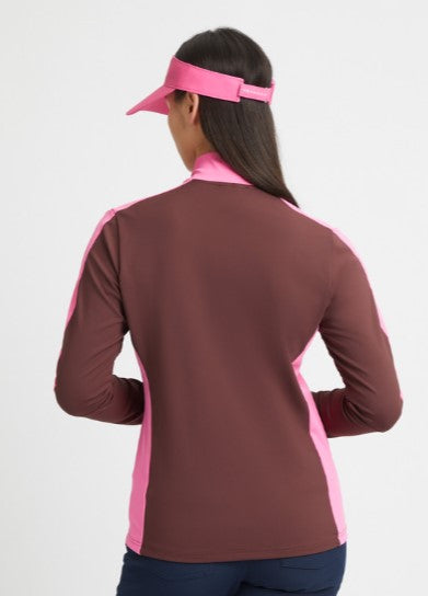 Rohnisch Blake Bitter Chocolate and Pink Thermal Full Zip Mid-Layer Top