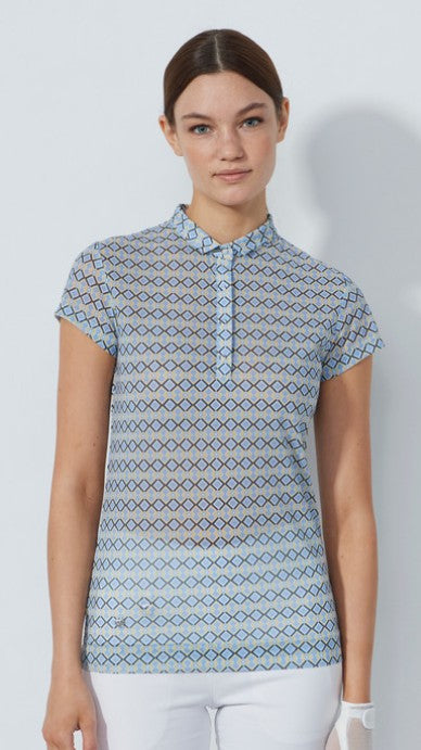 Daily Sports BLUE ILLUSIONS Breeze Cap Sleeve Mesh Polo Shirt