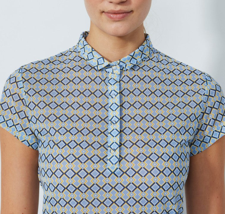 Daily Sports BLUE ILLUSIONS Breeze Cap Sleeve Mesh Polo Shirt