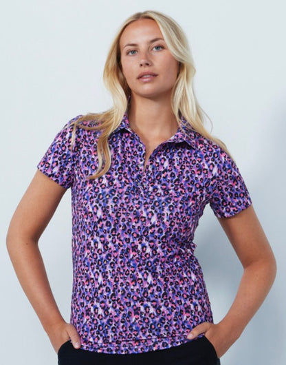Daily Sports ARTIST Bright Leo Pink Animal Print Short Sleeve Polo Shirt
