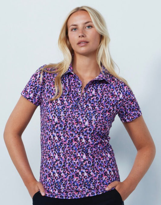 Daily Sports ARTIST Bright Leo Pink Animal Print Short Sleeve Polo Shirt