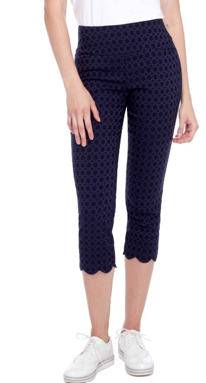 Swing Control Cameo Scalloped Jacquard Cropped Pant