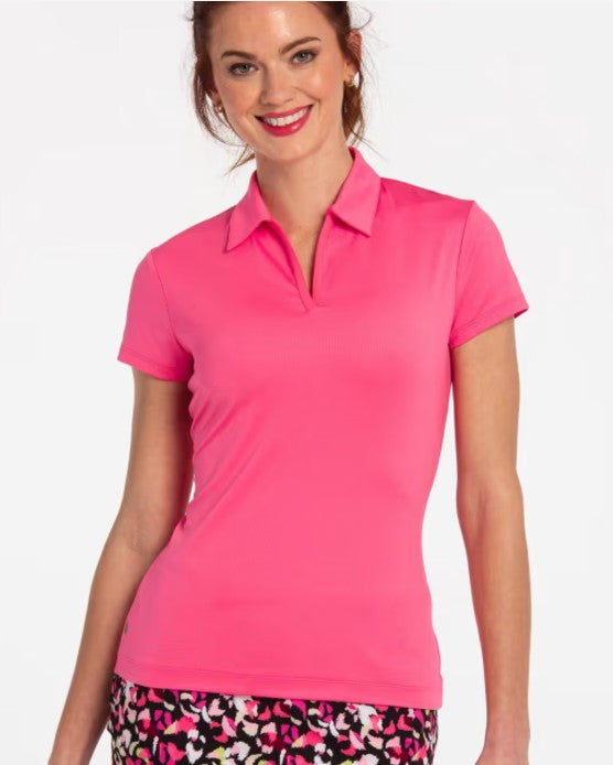 EPNY GO WILD CAP SLEEVE V PLACKET POLO