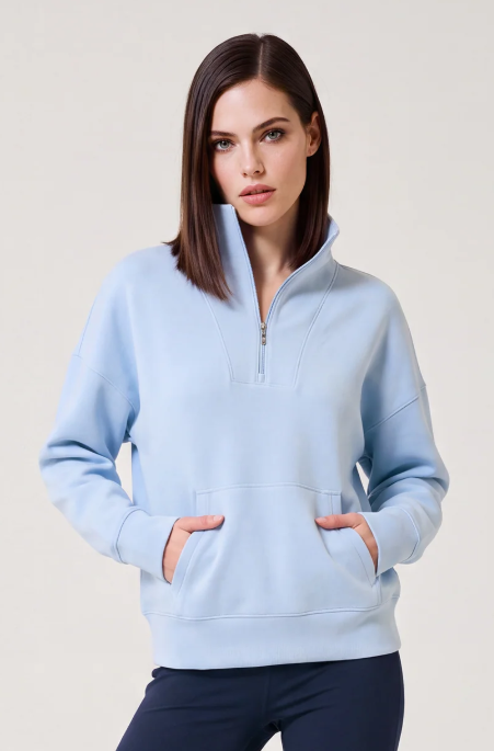 GGBLUE SNOW LEOPARD Clubhouse Half Zip Pullover