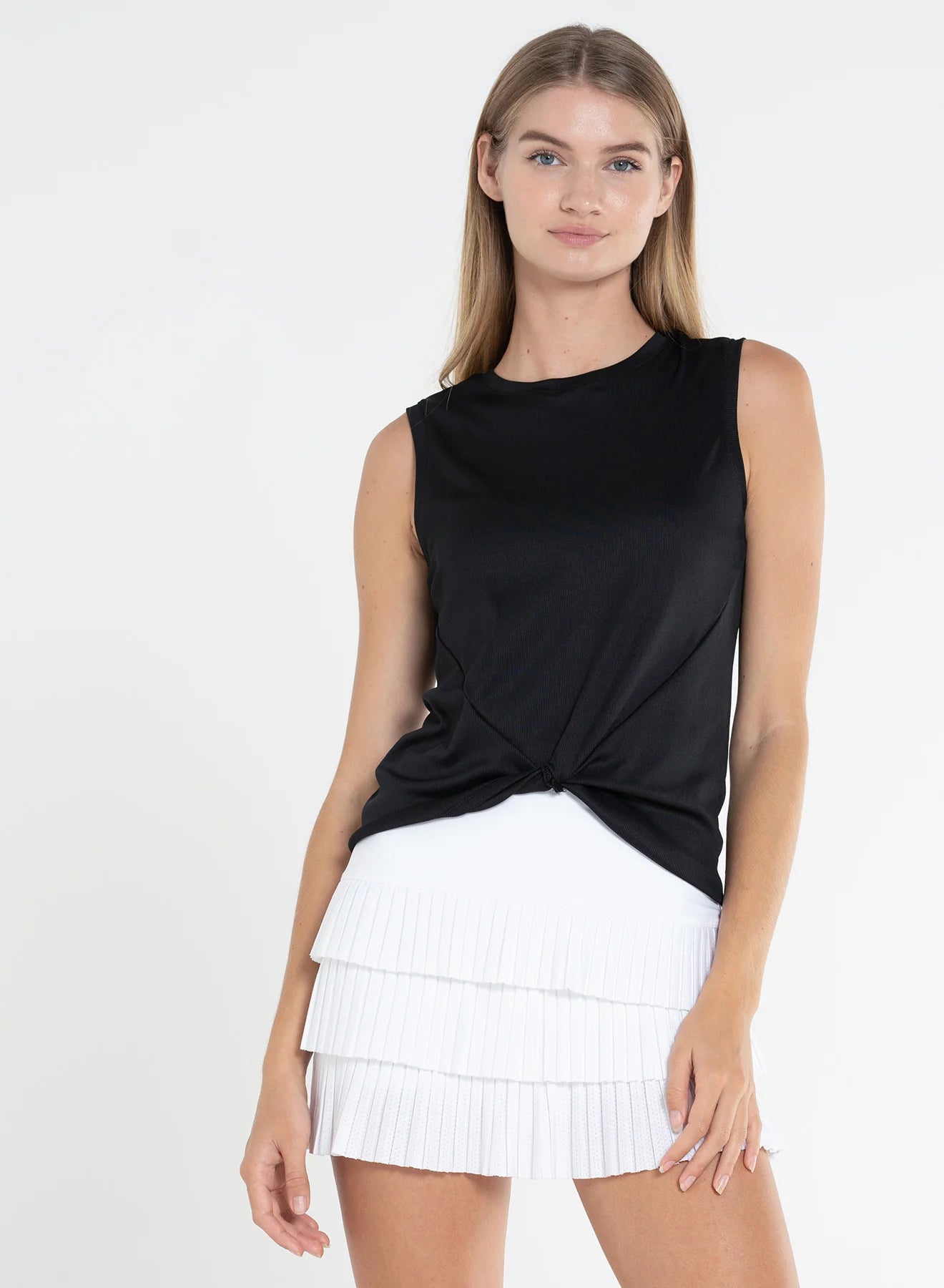 Lucky in Love Twist It Up Zip Sleeveless Top (Multiple Colors)