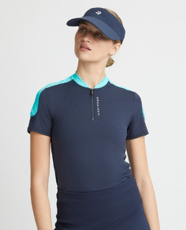 Rohnisch Camila Navy and Aqua Short Sleeve Top