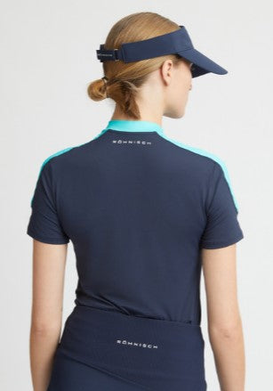 Rohnisch Camila Navy and Aqua Short Sleeve Top