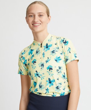 Rohnisch Camila Yellow Spray Floral Print Short Sleeve Top