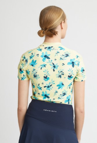 Rohnisch Camila Yellow Spray Floral Print Short Sleeve Top