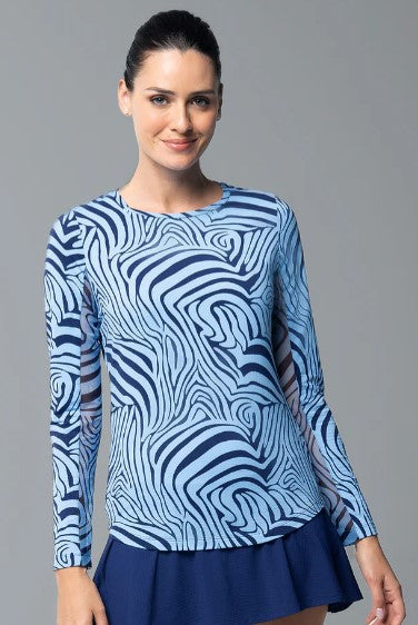 IBKUL Cecilia Print Long Sleeve Crew Neck (Multiple Colors)