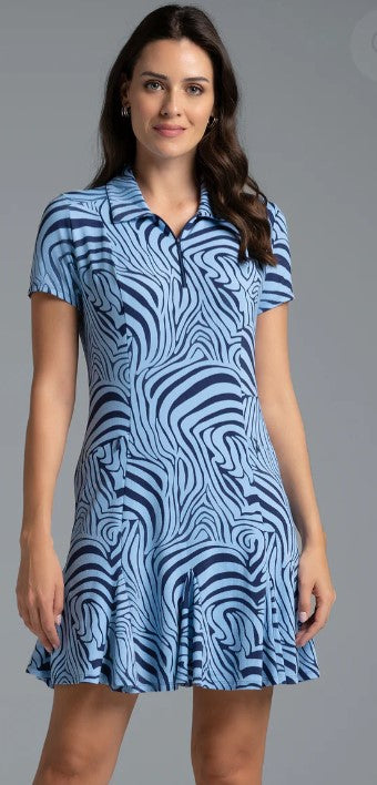 IBKUL Cecilia Print Short Sleeve Godet Dress (Multiple Colors)