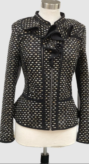 EPC Style Couture Coco Boucle Jacket w Ruffle Neck