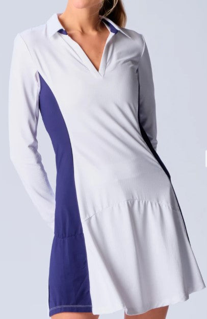 G Lifestyle MIDNIGHT SERENITY Color Block Long Sleeve Dress (Multiple Colors)