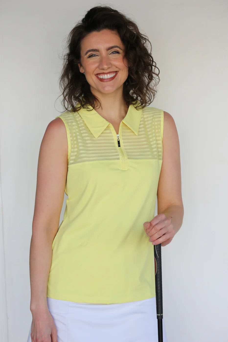 FAMARA TONAL SOLIDS SLEEVELESS SHEER GOLF SHIRT (MULTIPLE COLORS)