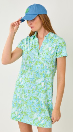 LILLY PULITZER Dune Short Sleeve Dress 35" in Daydream Blue